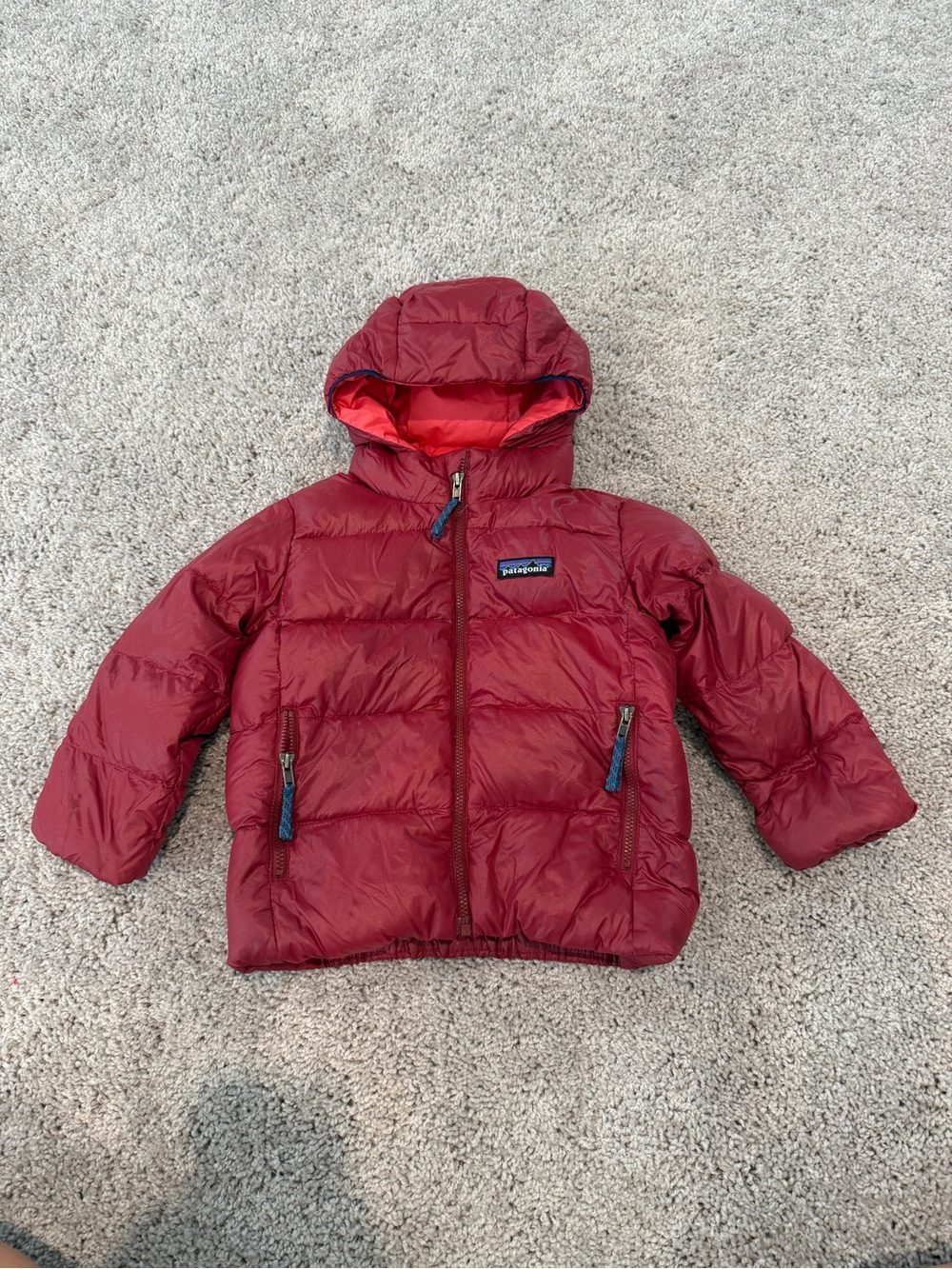 Patagonia Kids Red Hooded Puffer Jacket